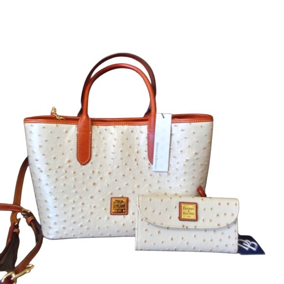 Dooney & Bourke Handbags - Dooney & Bourke🦆NEW Ostrich 3 Compartment Satchel Shoulder Bag & Wallet Set